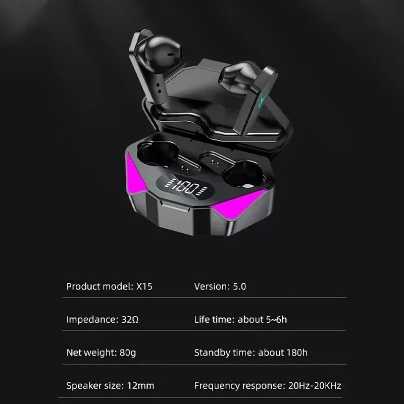 X15 Wholesale Tws Earphone Bluetooth Wireless Without Box V5.1 in Ear Headphones Blutooth Hearing Aids Sport Gamer Headset Phone Oasis Select