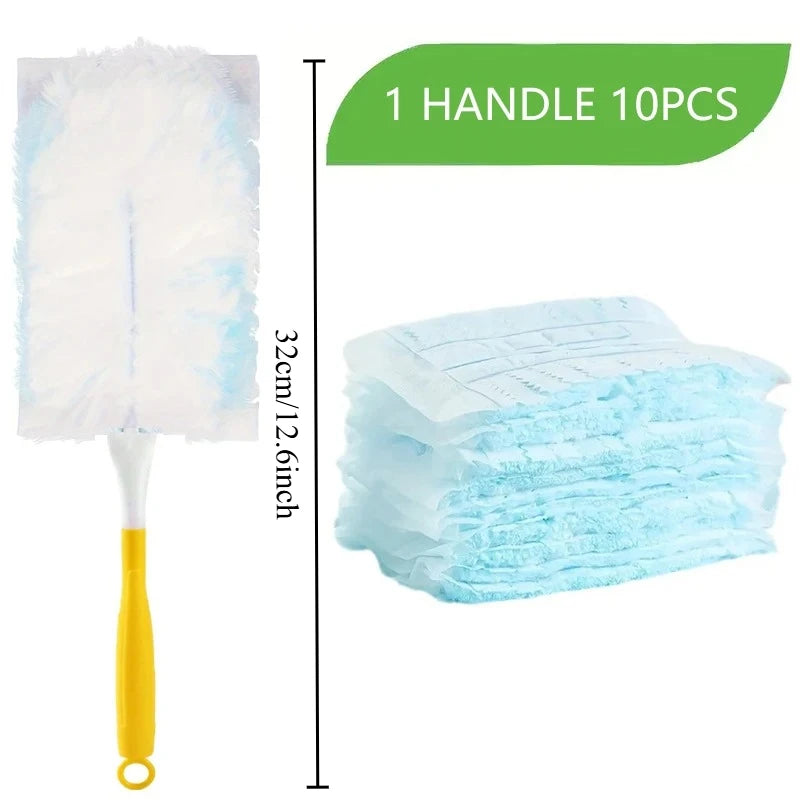 Disposable Electrostatic Dust Duster Dust Cleaning Tool Chicken Feather Duster Household Car Cleaning Oasis Select 1 handle 10PCS