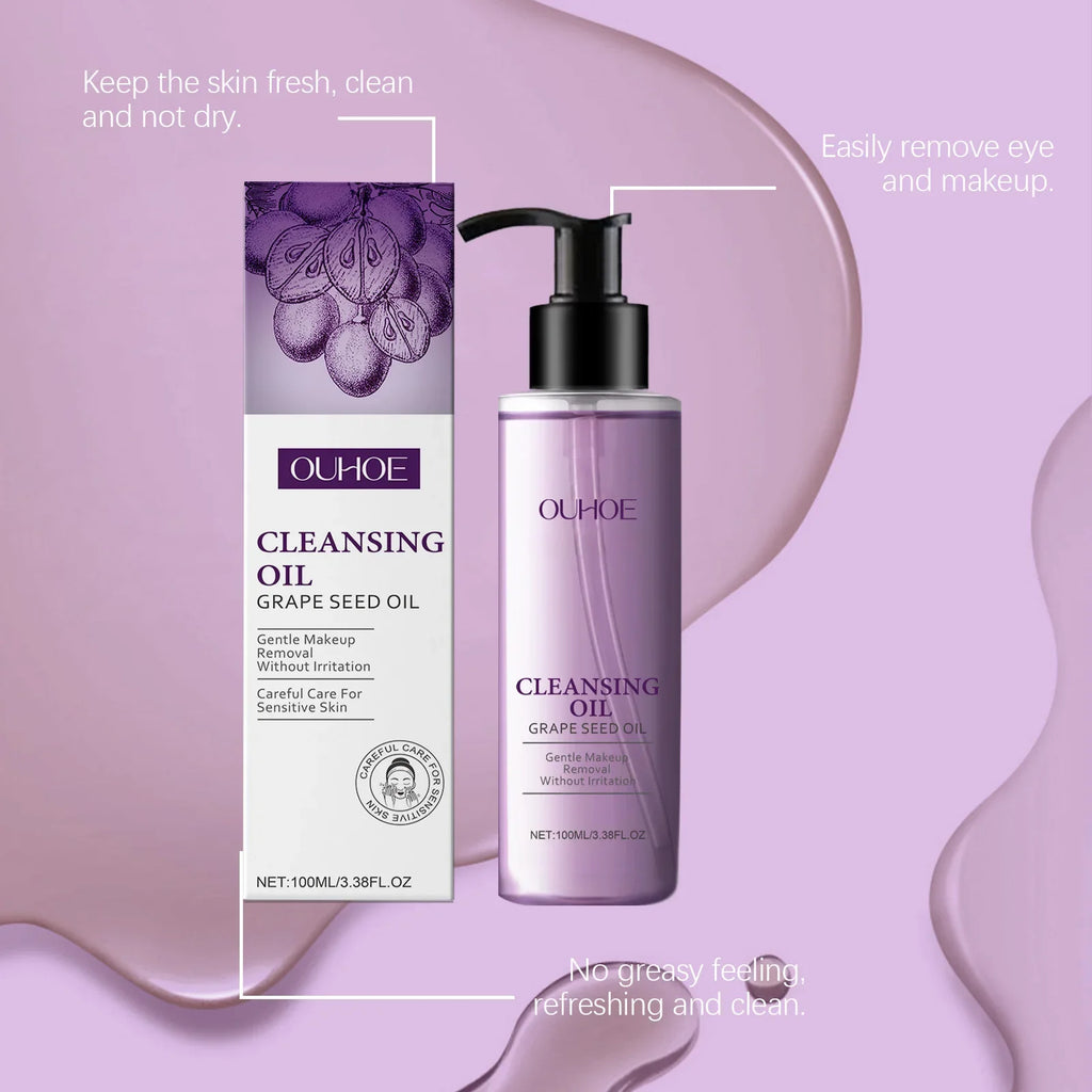 Grape Seed Cleansing Oil Makeup Remover – Sensitive Skin Facial Cleansing Oil Oasis Select
