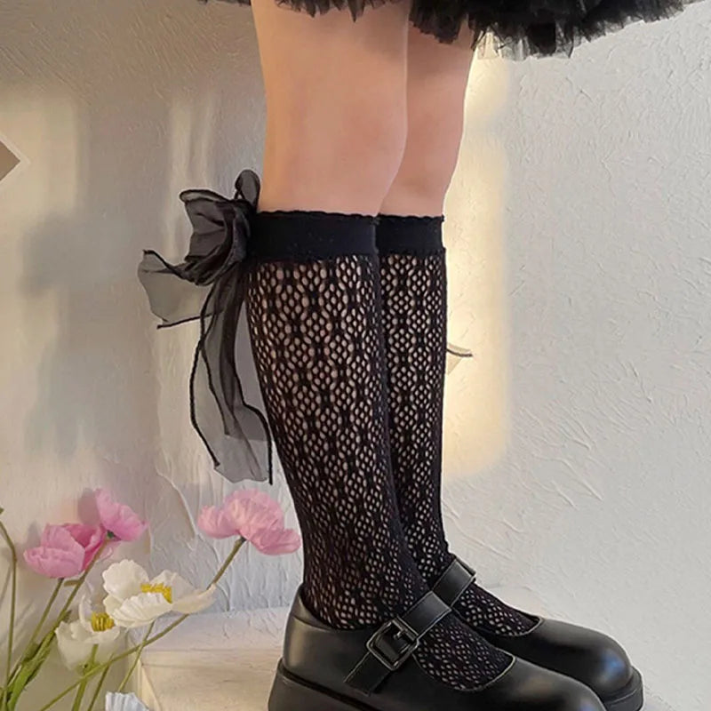 1-10PCS Summer Lace Ruffle Knee High Socks for Girls Moisture Wicking Breathable Princess Long Stockings for Kids Oasis Select Black 5PCS