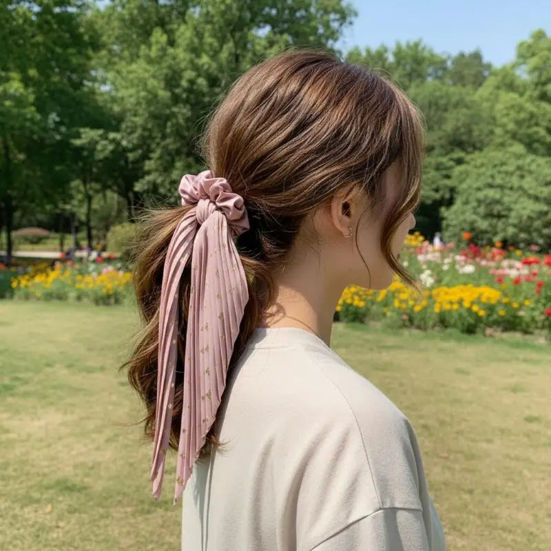 Handmade Crease Scrunchie Retro Ribbon Women's Ponytail Hair Tie Hair Rope Hair Accessory Ретро резинка для волос 핸드메이드 스크런치 Oasis Select