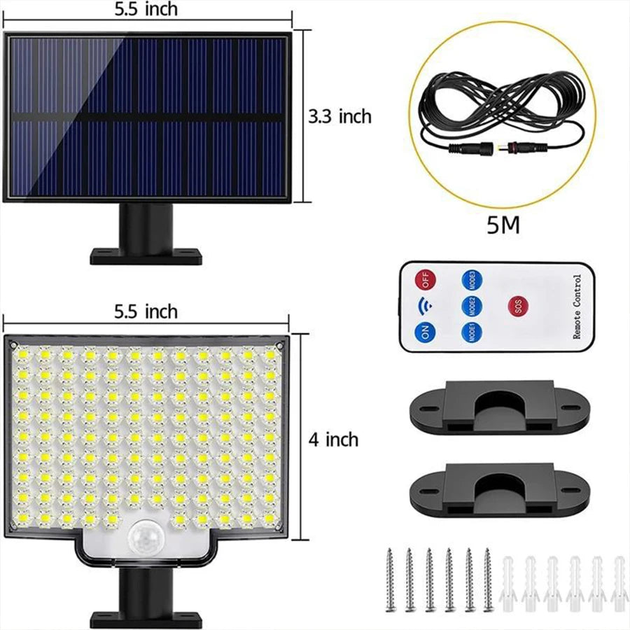 106 LED Solar Motion Sensor Outdoor Wall Light | IP65 Remote