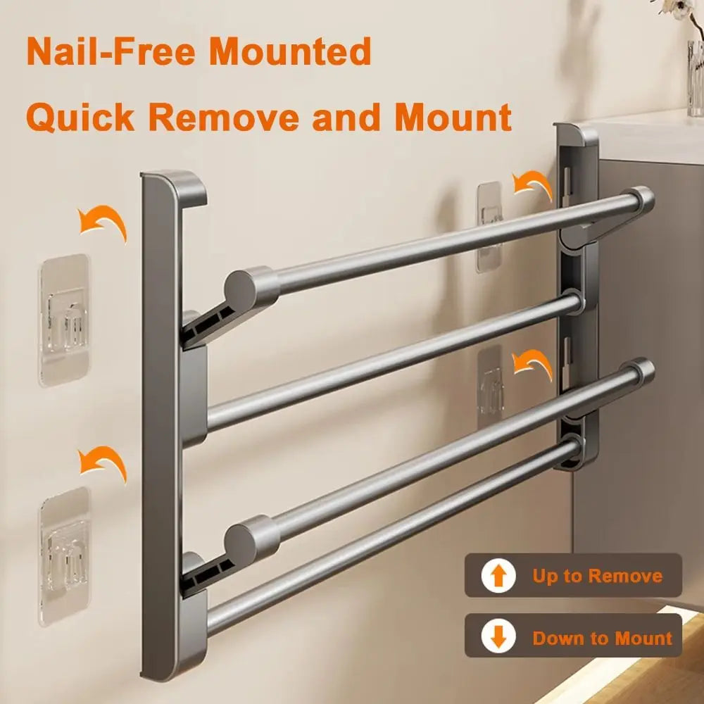 Foldable Wall-Mounted Shoe Rack | No-Drill Aluminum Organizer