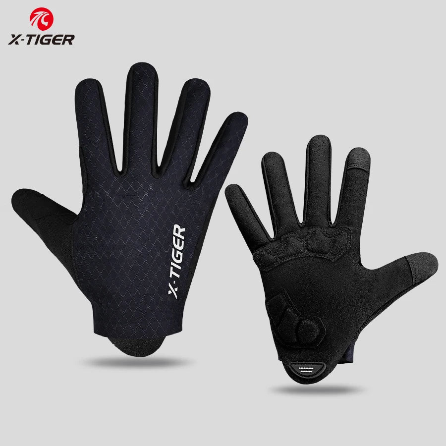 X-TIGER Cycling Gloves Full Finger Touch Screen Shock Absorption Non-slip Gloves Men's Breathable Pro Bicycle Motorcycle Gloves Oasis Select XM-CPST-00301 L