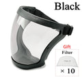 Work Protection Mask Full Face Shield Protection Face Anti-fog Anti Splash Transparent Facial Protector Face Protective Screen Oasis Select black and 10Filter