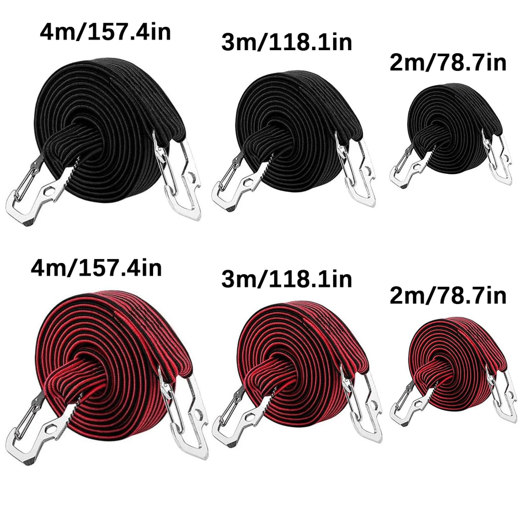 2/3/4 meters, black/red, with metal hook bungee cord, used for securing cargo for cars, bicycles, motorcycles and outdoor travel Oasis Select