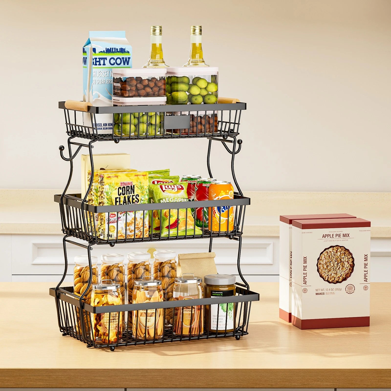 Fruit basket restaurant snack storage fruit basket wrought iron kitchen countertop removable fruit and vegetable storage basket Oasis Select