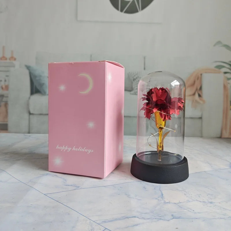 Artificial Carnation Flowers Valentines Day Gift For Girlfriend Eternal Carnation LED Light Foil Flower Mother's Day Gift Oasis Select