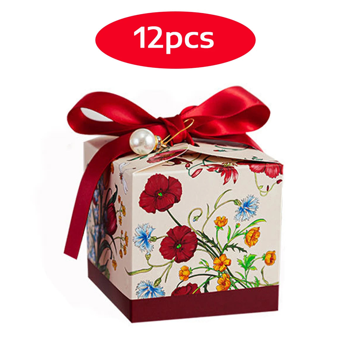 24/12pcs, Deluxe Flower Candy Box, Wedding Candy Box, 2.75x2.75in, Chocolate, Engagement, Party, Party, Christmas Halloween Oasis Select Burgundy 12pcs 7x7x7cm