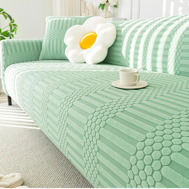Cream-style Fully Wrapped Sofa Cover All-season Lazy Sofa Cover Cat Scratch-resistant Sofa Cushion Couch Covers for Sofas Oasis Select Matcha green 1 5 person 305-360cm