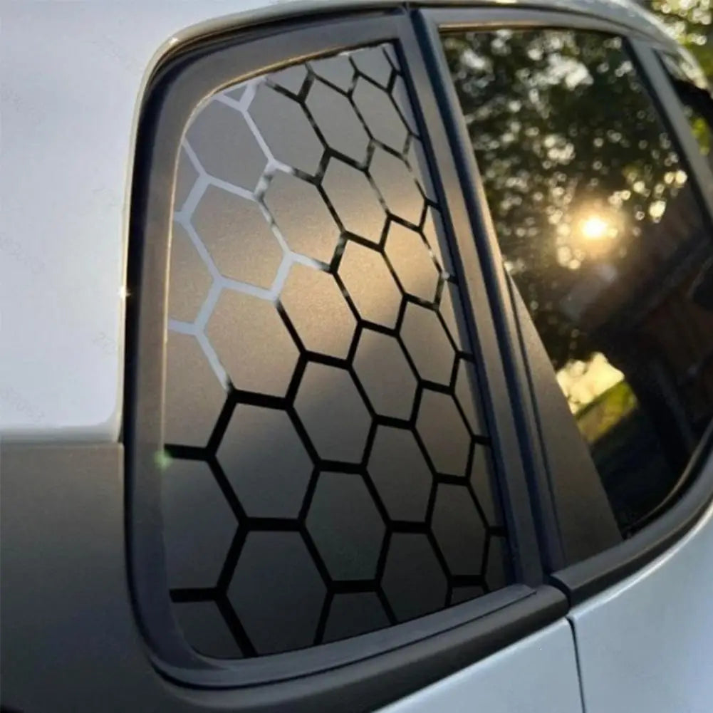 Car Side Window Matte Black Sticker 75x50cm Honeycomb Hexagon Self-Adhesive Sun Shade Sticker Universal All Vehicle Accessories Oasis Select