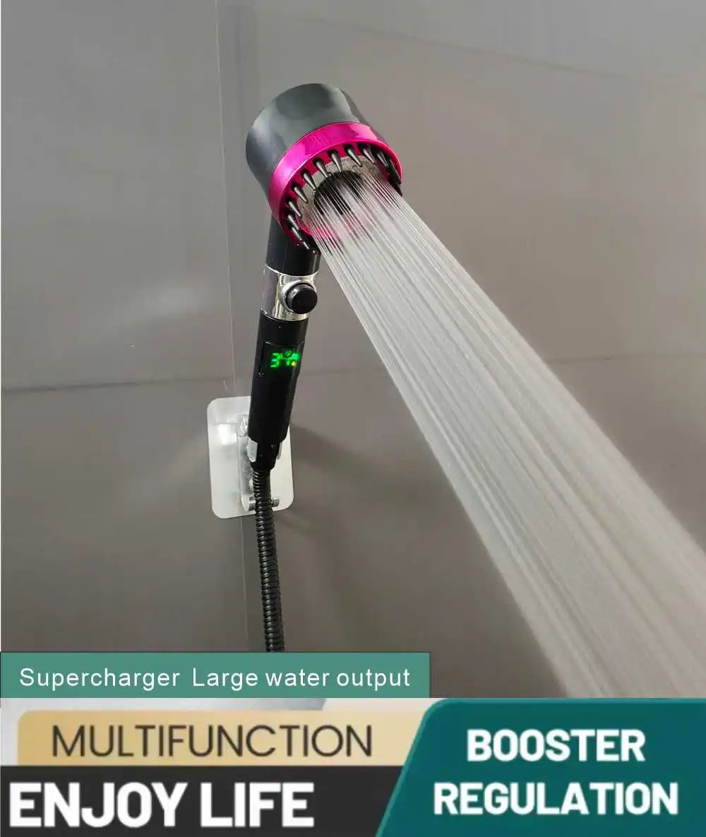 3 Modes Temperature Display Large Shower Head High Pressure Portable Filter Rainfall Faucet Tap Bathroom Innovative Accessories Oasis Select