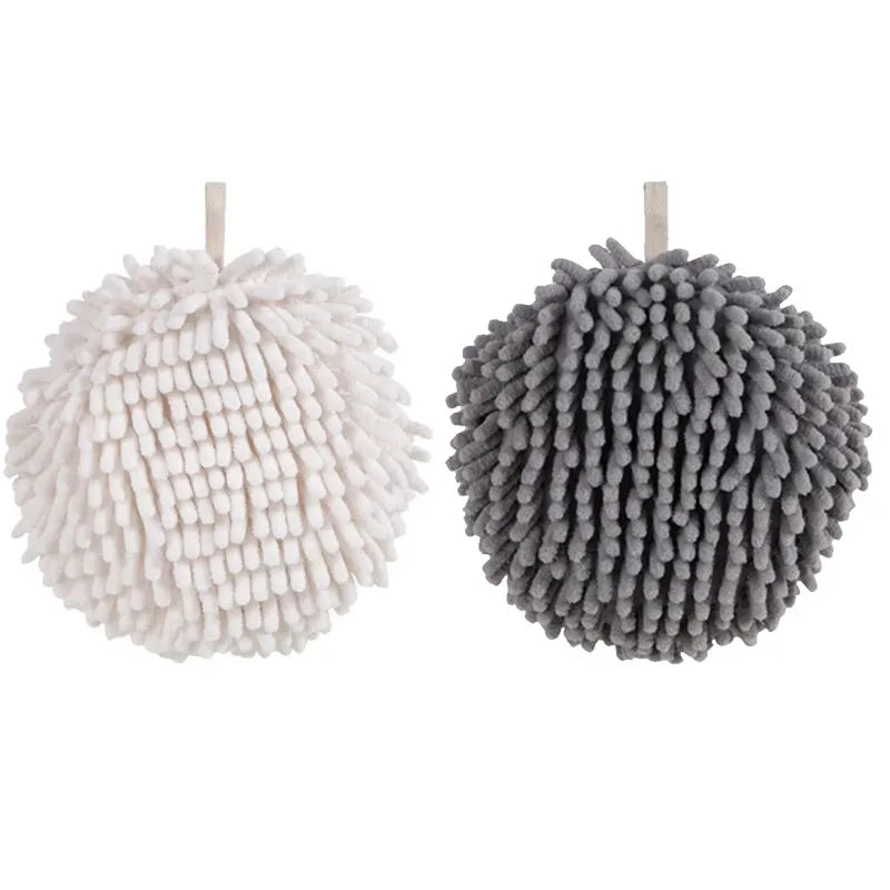 1/2/3pcs Chenille Hand Towels Kitchen Bathroom Hand Towel Ball with Hanging Loops Quick Dry Soft Absorbent Microfiber Towels Oasis Select 2pcs-mix 2