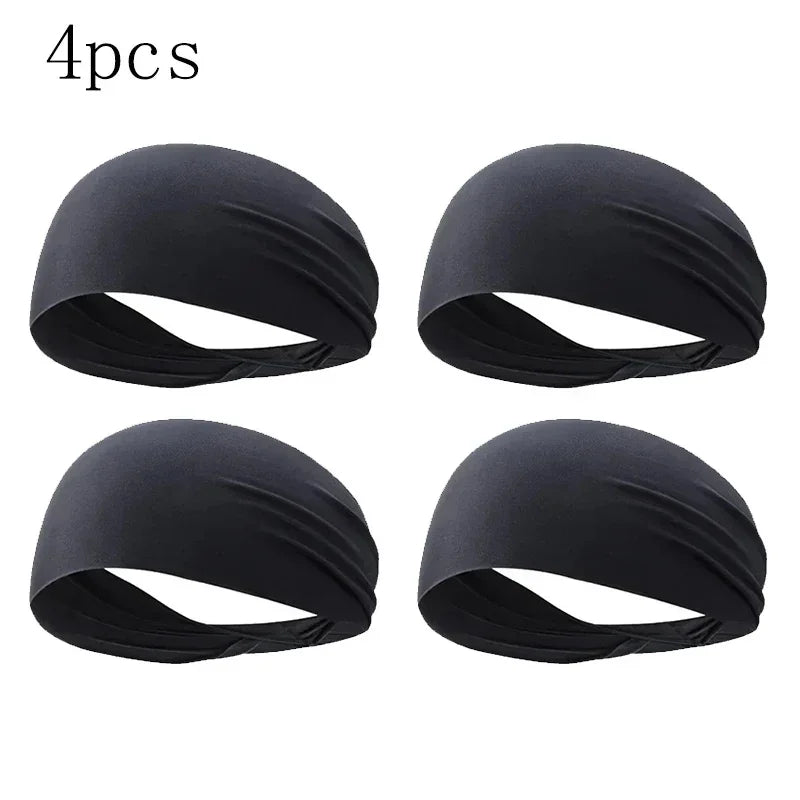 1/8PC Sweatband For Men Women Elastic Sport Hairbands Head Band Yoga Headbands Headwear Headwrap Sports Workout Hair Accessories Oasis Select black-4pcs
