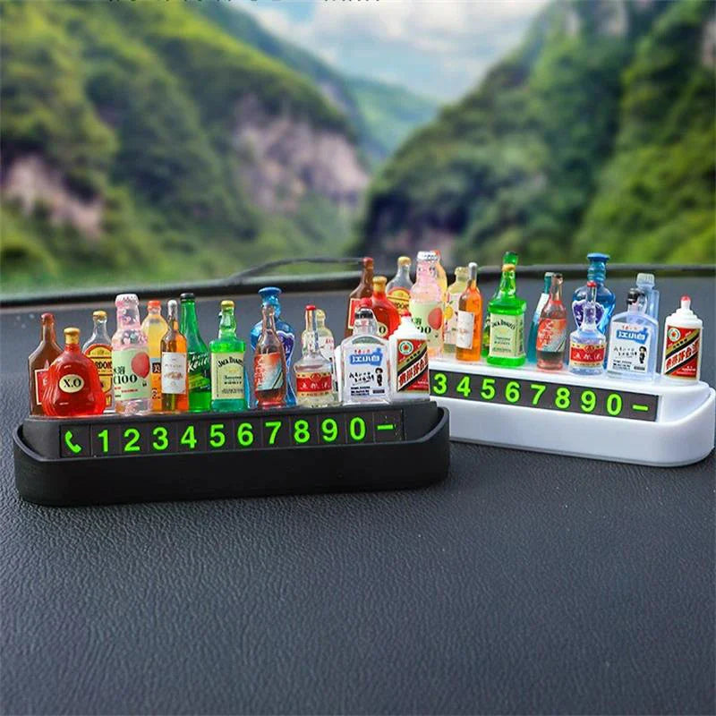 Chic Vehicle Short-term Parking Display with 15 Random Wine Bottles DIY Movement Contact Number Plate Change Parking License Oasis Select
