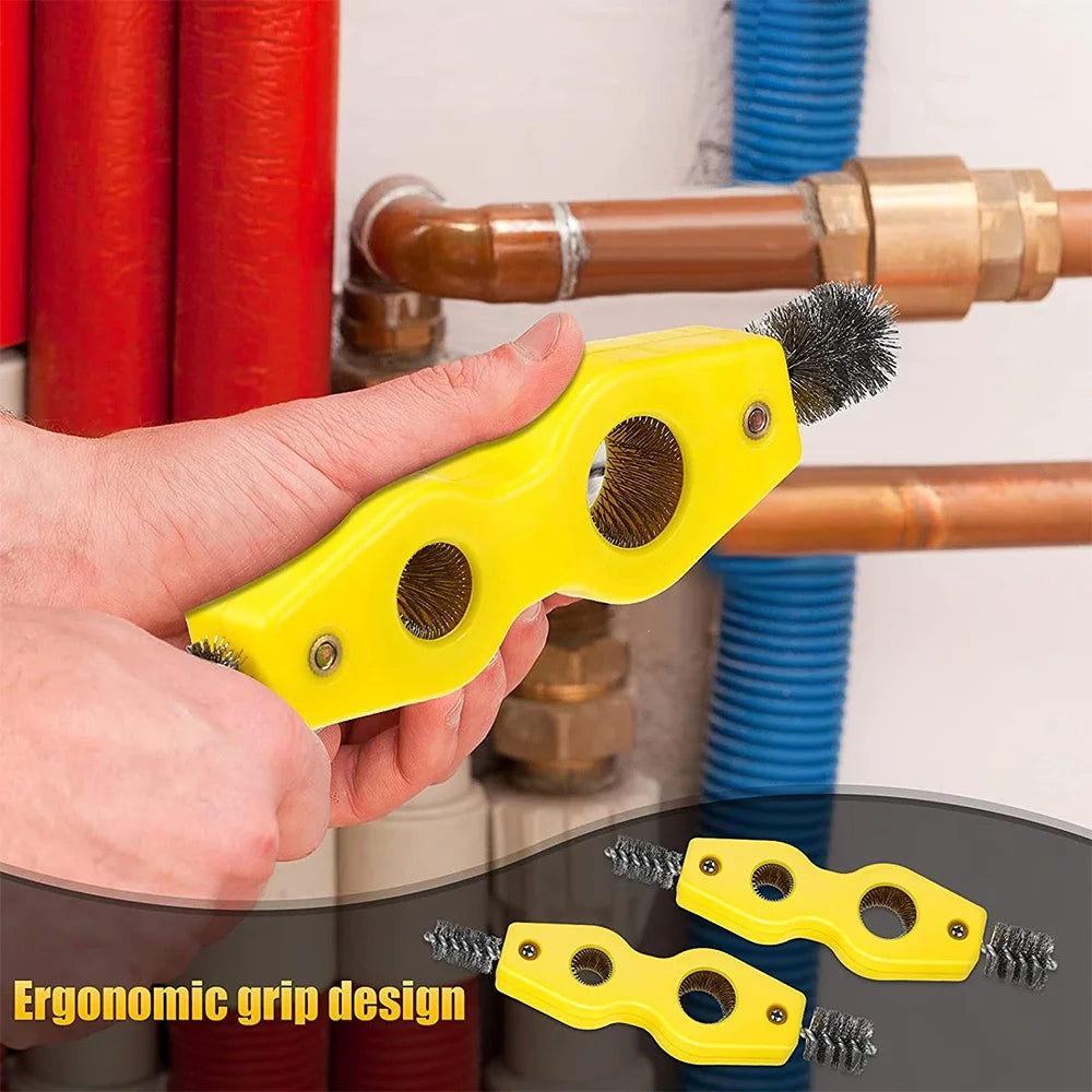 LIKE WISH 4Pcs Copper Tubing Brush Copper Pipe Cleaner 4 In 1 Pipe Brush Cleans Inside And Outside Thread Cleaner Plumber Brush Oasis Select