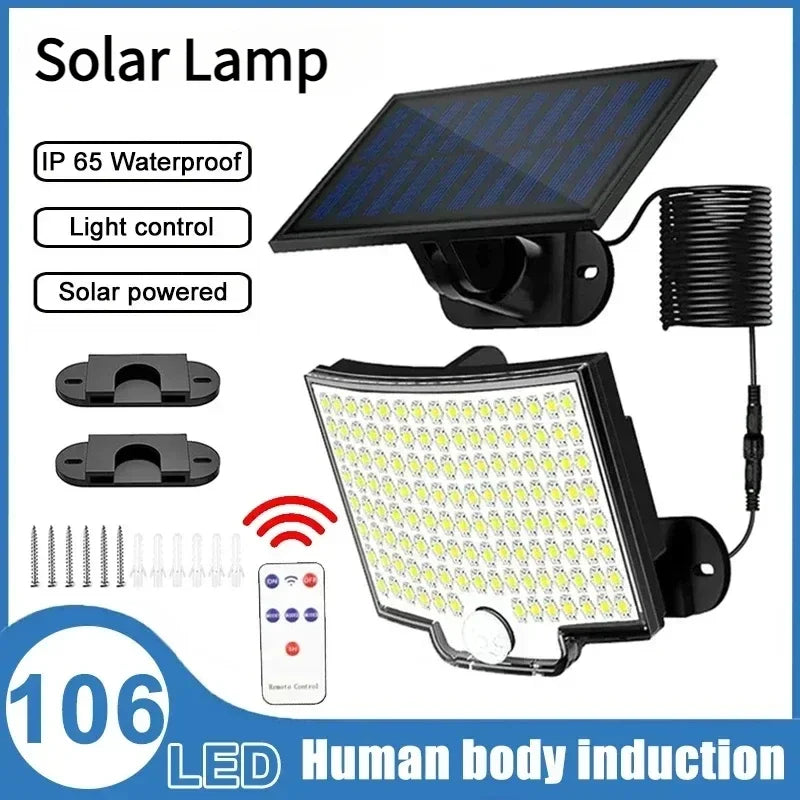 106 LED Solar Motion Light IP65 Waterproof – 4 Modes Garden