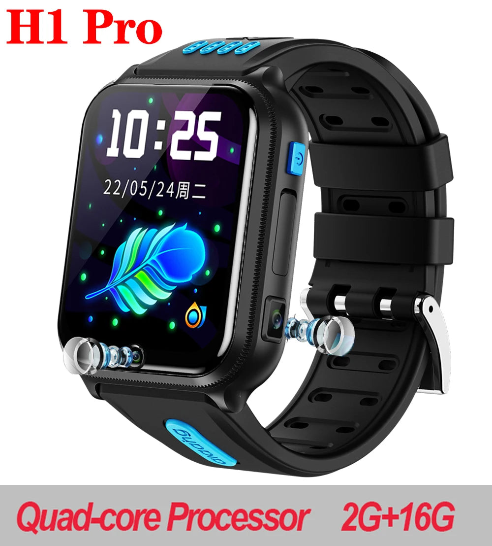 4G Smart Watch Kids GPS Positioning Dual Camera Smartwatch Student Clock Wifi Internet Boy Girl Video Calls 1+8/2+16 SIM Card Oasis Select H1Pro-BKBLS-16G standard