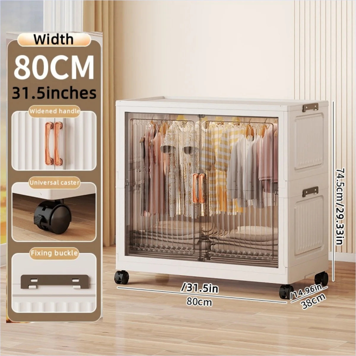 Foldable Double-door Wardrobe-no Assembly Portable Closet Large