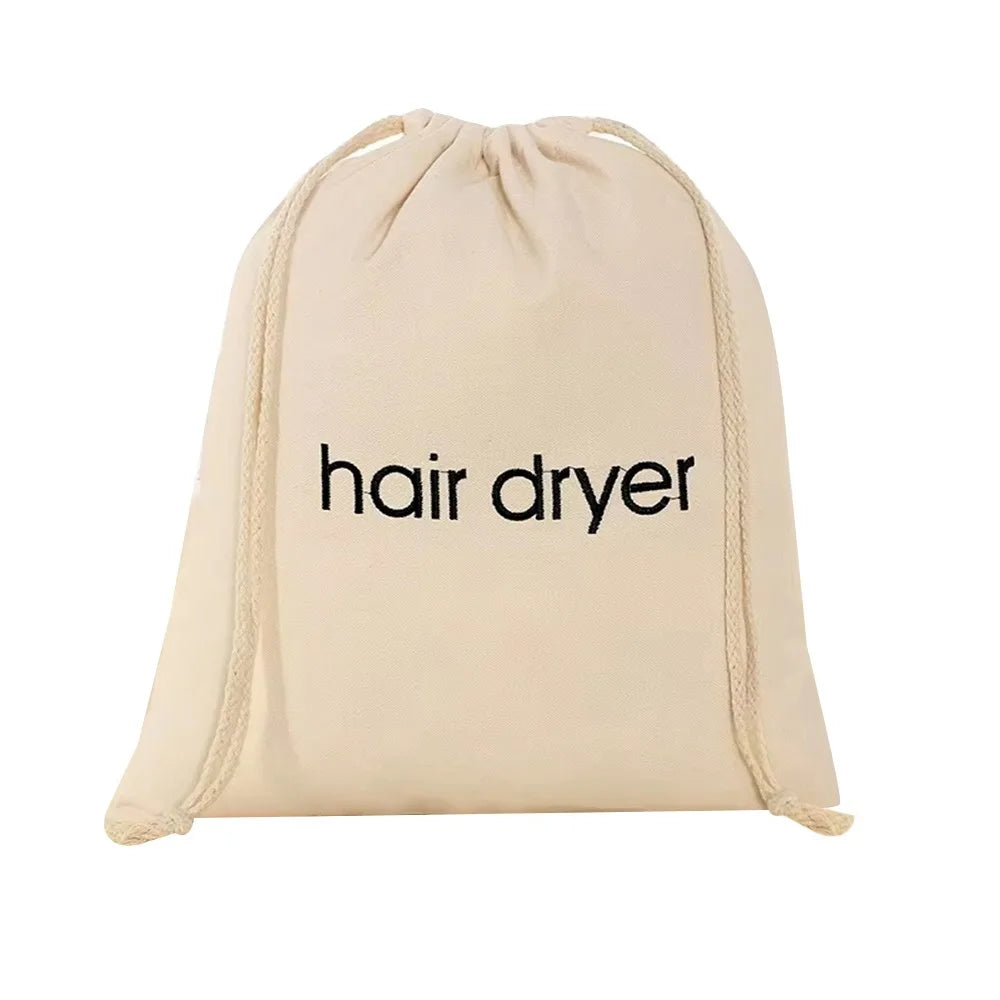Portable Dustproof Hair Dryer Cloth Bag Large Capacity Drawstring Hairdryer Bag Canvas Hair Diffuser Oasis Select Beige
