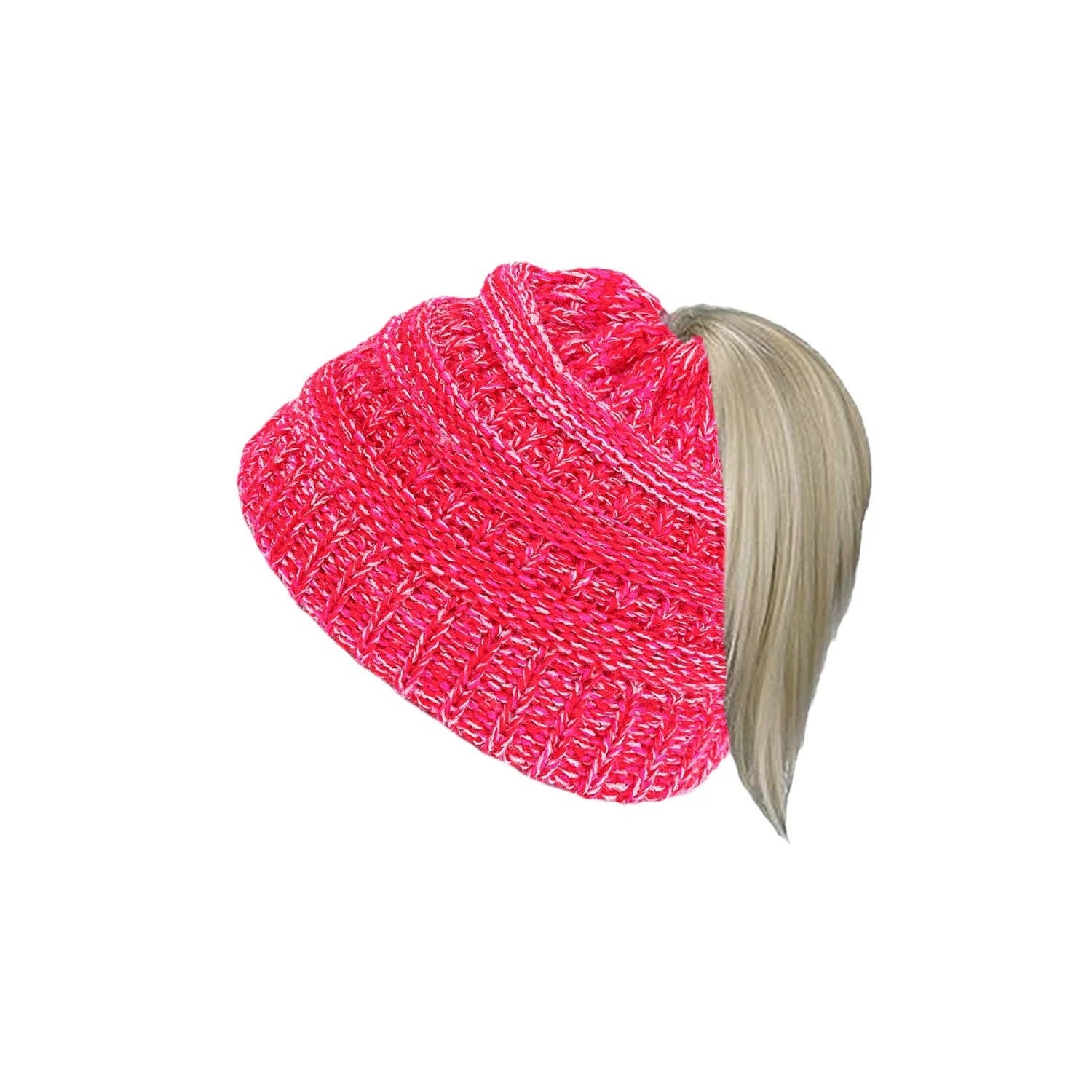 Colorful knitted hat, children's hat, empty top hat, ponytail hat, warm skull hat, dome shaped hat Oasis Select