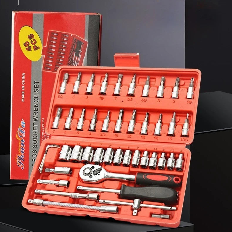 JUSTINLAU 1/4 Ratchet Wrench Set Home Hardware Repair Kit 46 Pieces Automotive Tool Screwdriver and Drill Bit Ratchet Set Oasis Select