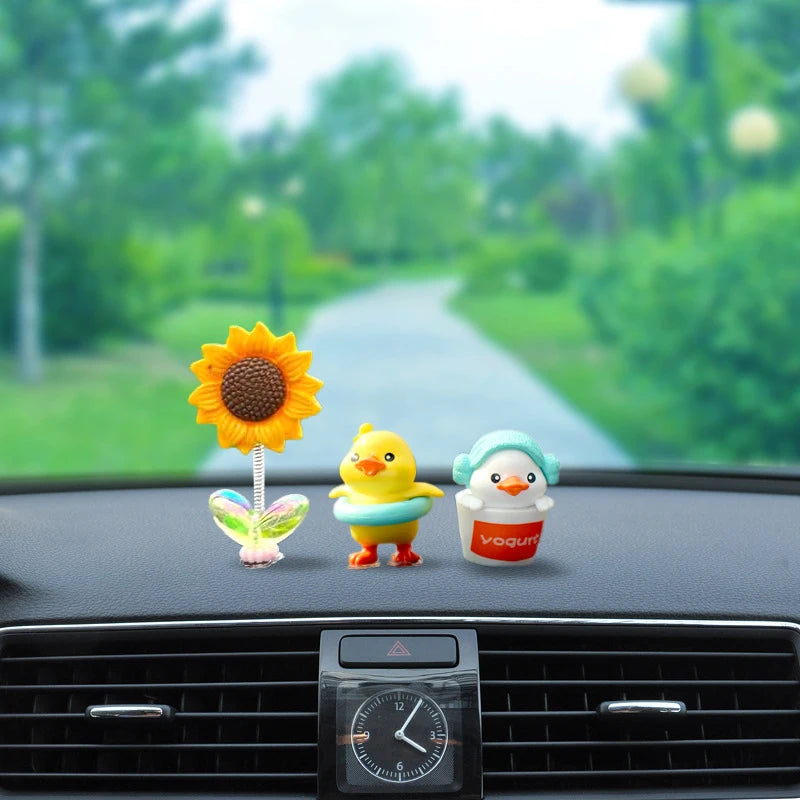 1Set Cartoon Resin Little Yellow Duck Model Car Center Console Decor Cute Car Ornaments Auto Interior Dashboard Accessories Oasis Select 3pcs