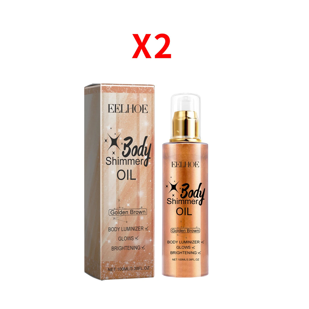 Shimmer Body Oil Long Lasting Shine Skin Hydration Non Sticky Waterproof Brighten Body Sparkle Highlighter Oil Makeup for Party Oasis Select 200ml Golden Brown