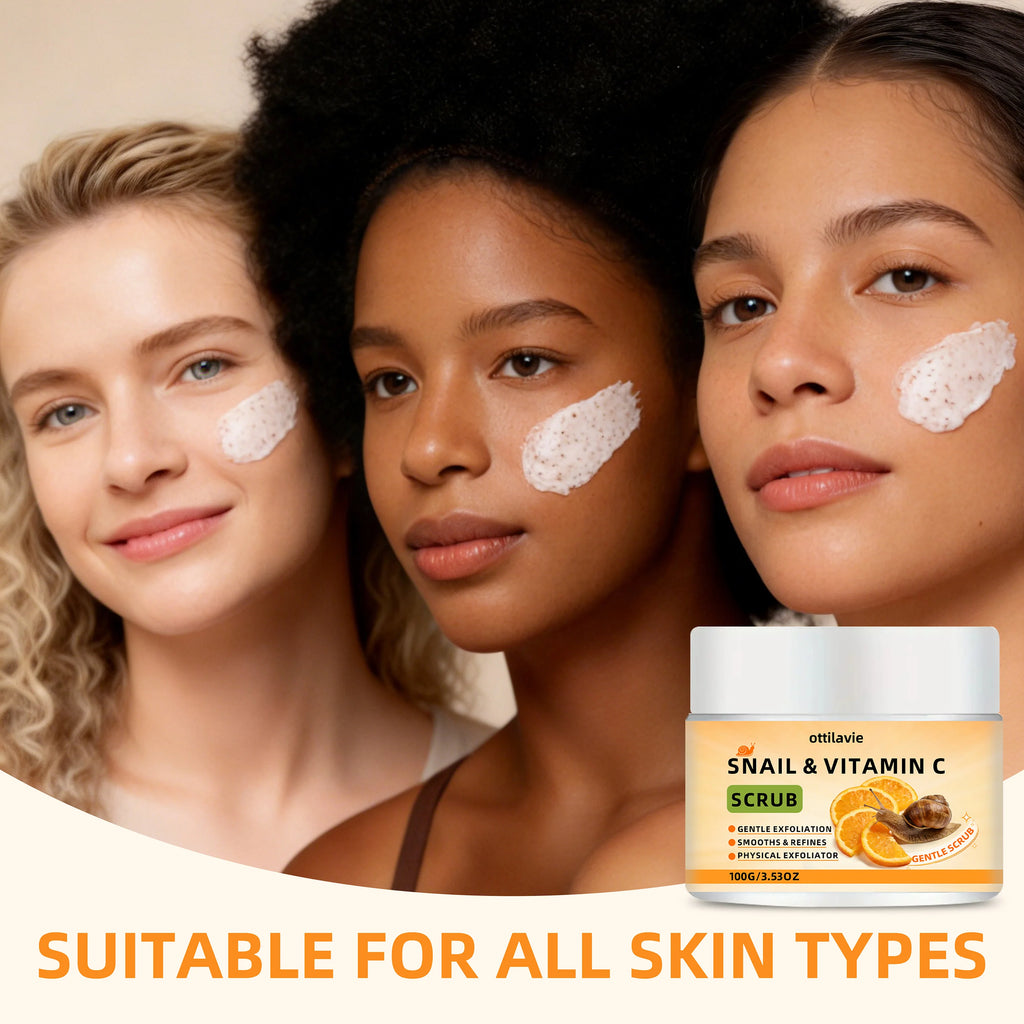 ottilavie Snail Vitamin C Scrub: Gently exfoliates & deeply cleanses. For all skin types, day or night. (Unisex) Oasis Select
