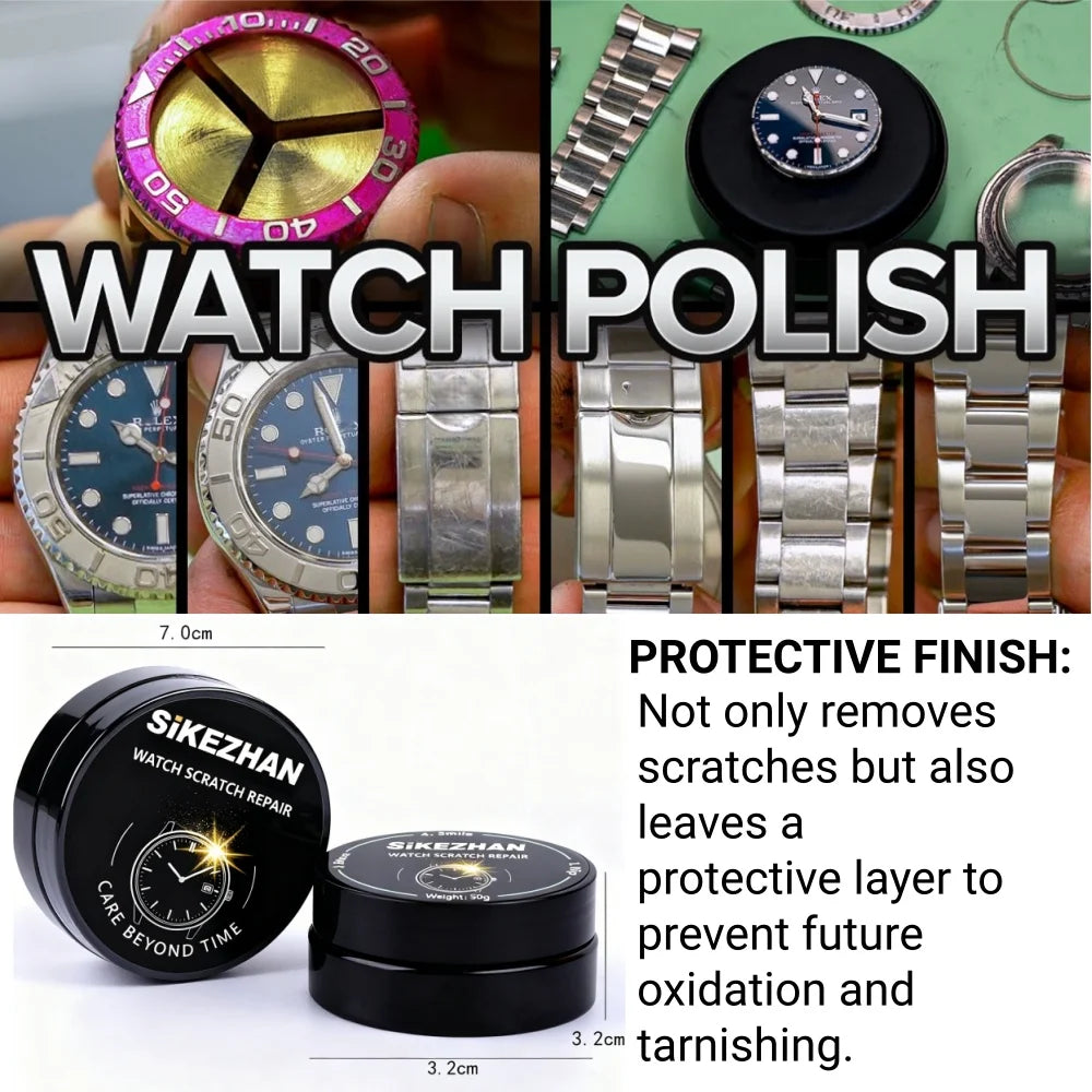 Expert Watch Polish Cream Scratch Remover Kit with Cloth for Stainless Steel Gold Silver Metal Jewelry Mirror Finish Repair Tool Oasis Select