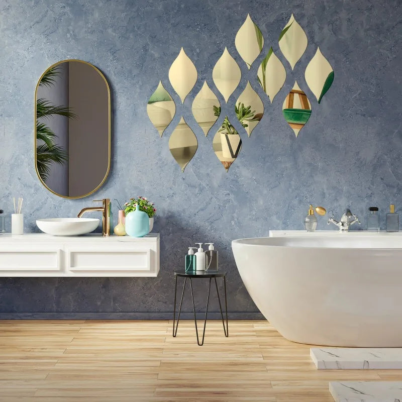 Acrylic Mirror Wall Sticker Self-adhesive Soft Mirror Without Punching Decorative Mirror Household Bathroom Makeup Mirror Oasis Select