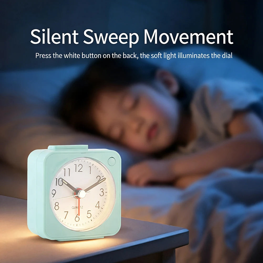 Mini Square Travel Alarm Clock – Silent, Compact & Night Light