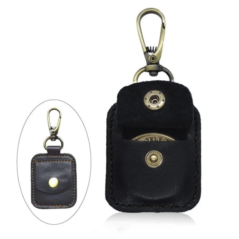 SUSU 1PCS PU Leather Ring Stand Holder Keychain Portable Jewelry Storage Box Travel Pendant Coin Storage Bag Oasis Select