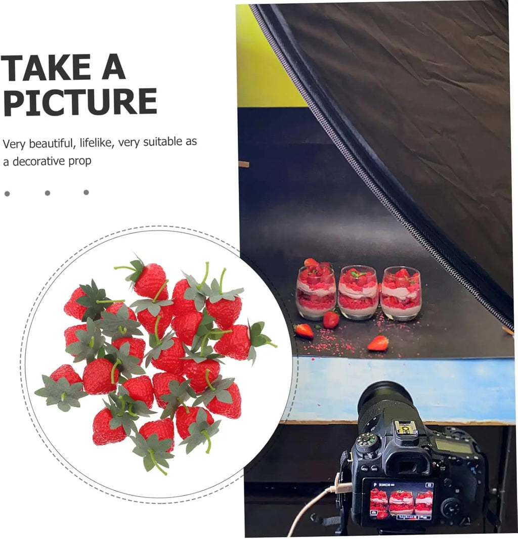 6/12/18PCS Realistic Artificial Strawberries Matte Fake Fruit Kitchen Decor Photography Props Table Centerpiece DIY Craft Oasis Select