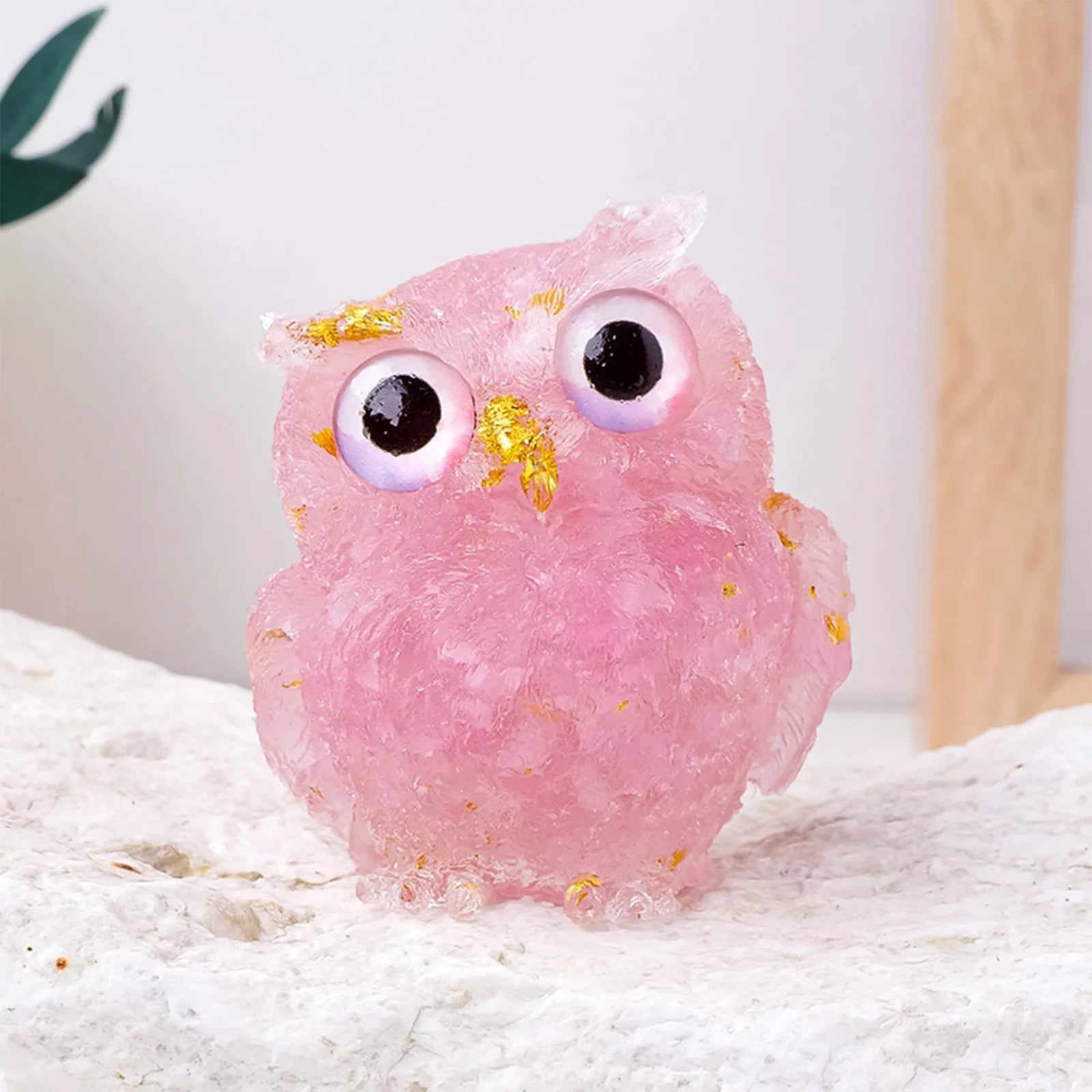 1PC Natural Owl Amethyst Rose Quartz Cute Animal Image Macadam Drip Glue Resin Owl Household Supplies Desktop Ornament Oasis Select C One Size