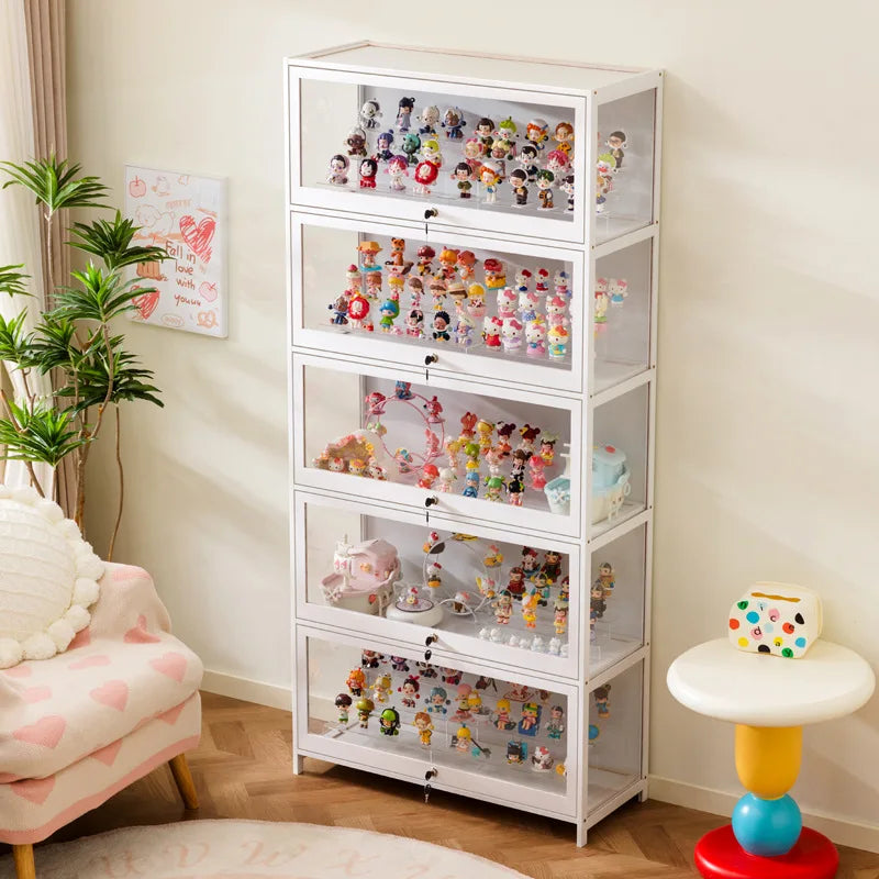 Figure Cabinet Transparent Lego Display Cabinet with Lock Household Blind Box Ornament Accessories Millet Storage Secondary Oasis Select