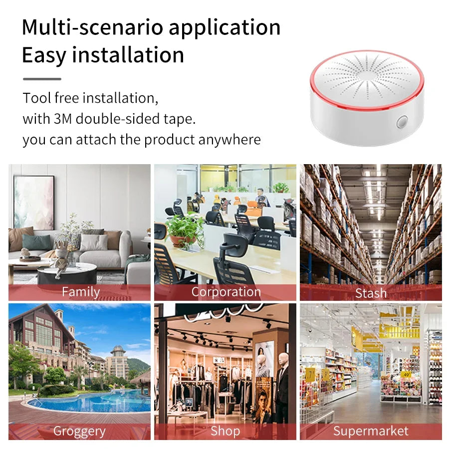 Tuya WiFi Zigbee Smart Sound & Light Alarm | USB Security Smart Alarm Sensor Oasis Select