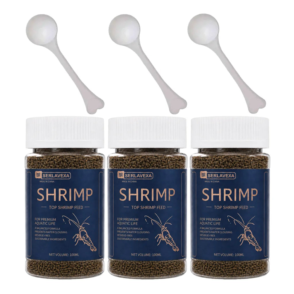 Aquarium Shrimp Feed High Calcium Nutritious Food For Black Shell Shrimp Small Pet Shrimp Daily Diet With Feeding Spoon Oasis Select 3PCS