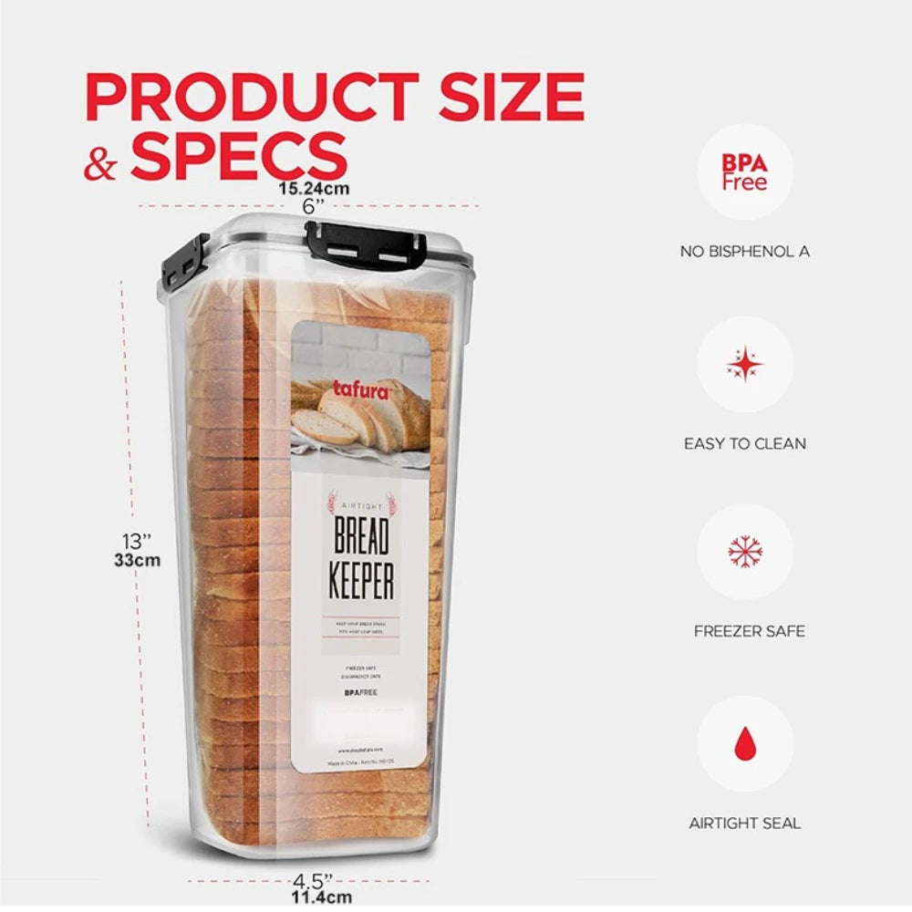 Plastic Bread Box with Sealing Lid and Tray Bread Storage Box Sandwich Bread Storage Pasta Storage Box Multigrain Jar Oasis Select