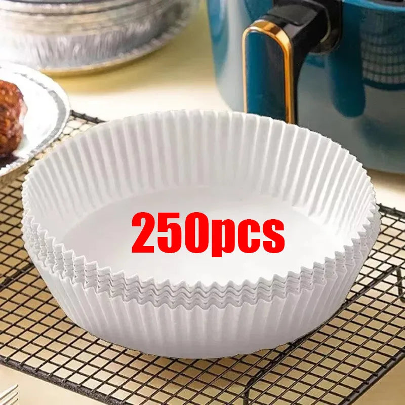 50/100/200Pcs Disposable Air Fryer Paper Oil Proof Waterproof Frying Paper Non-Stick Baking Paper For Kitchen Accessories Oasis Select 250pcs White