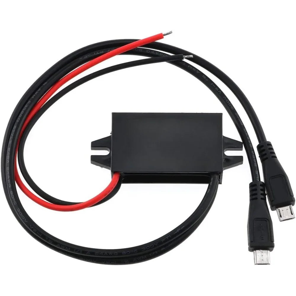 Converter Module 12V To 5V 3A 15W Regulator Step Down Car Power Converter With Double Micro-USB Cable DC To DC Buck Converter Oasis Select Double Micro-USB 12V 5V 3A