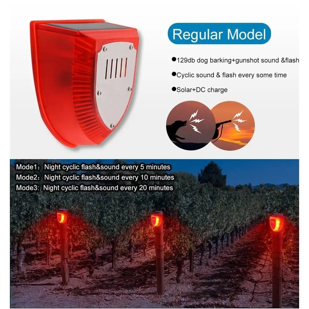Waterproof Solar Alarm Multifunctional Portable Solar Charging Alarm Sound Alarm Animal Deterrent Solar Lamps Garage Security Oasis Select