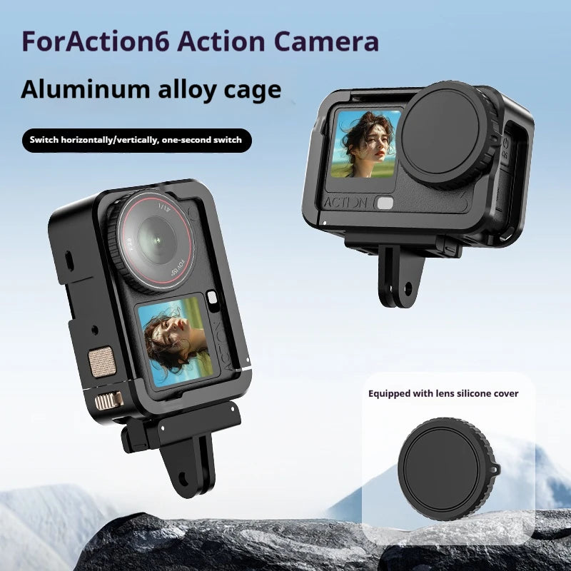 DJI Action 6 Aluminum Metal Cage | Cold Shoe Quick-Release