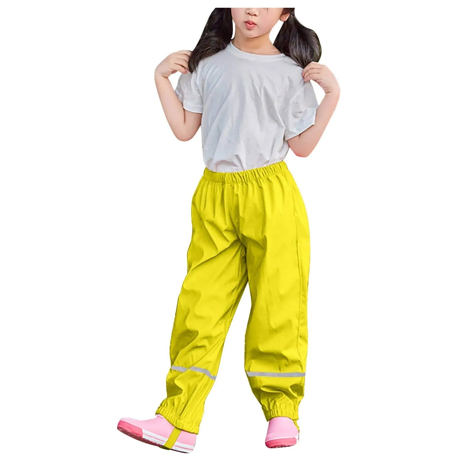 Children's Solid Color Loose Pencil Wind And Waterproof Mud Trousers Breathable Multi-function Casual Trouser For Boys And Girls Oasis Select Yellow 122