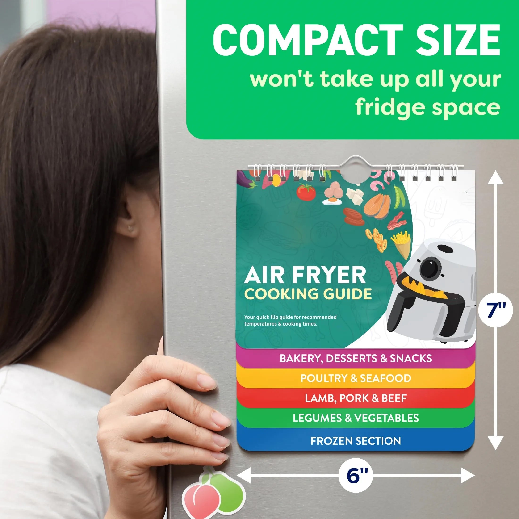 Air Fryer Cookbook Magnetic Cheat Sheet, Guide Booklet, Cookbooks Instant Accessories Oven Cooking Pot Temp Times Chart Oasis Select