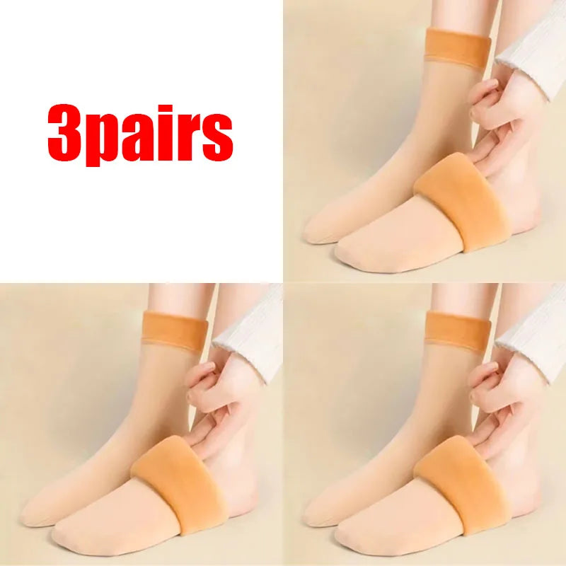 1/3/5pairs Women'S Velvet Thick Floor Socks Home Sleeping Socks Winter Warm Soft Warm Plush Sock Girls Solid Color Velvet Socks Oasis Select skin 3