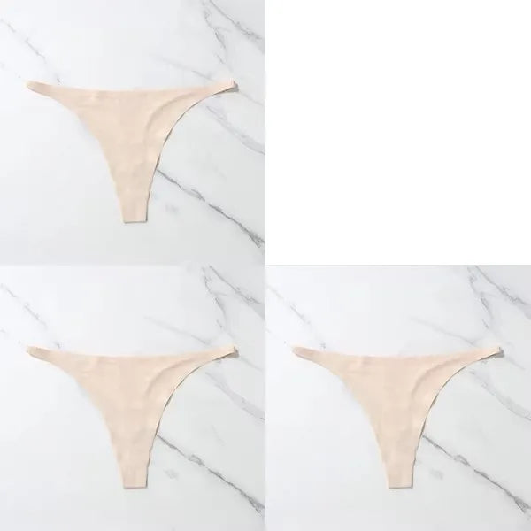 1-4Pcs Ice Silk Seamless Panties For Women Soft Thin Band Thongs Woman Satin Underwear Female Bikini Panties String Tangas Mujer Oasis Select skin 3pcs L