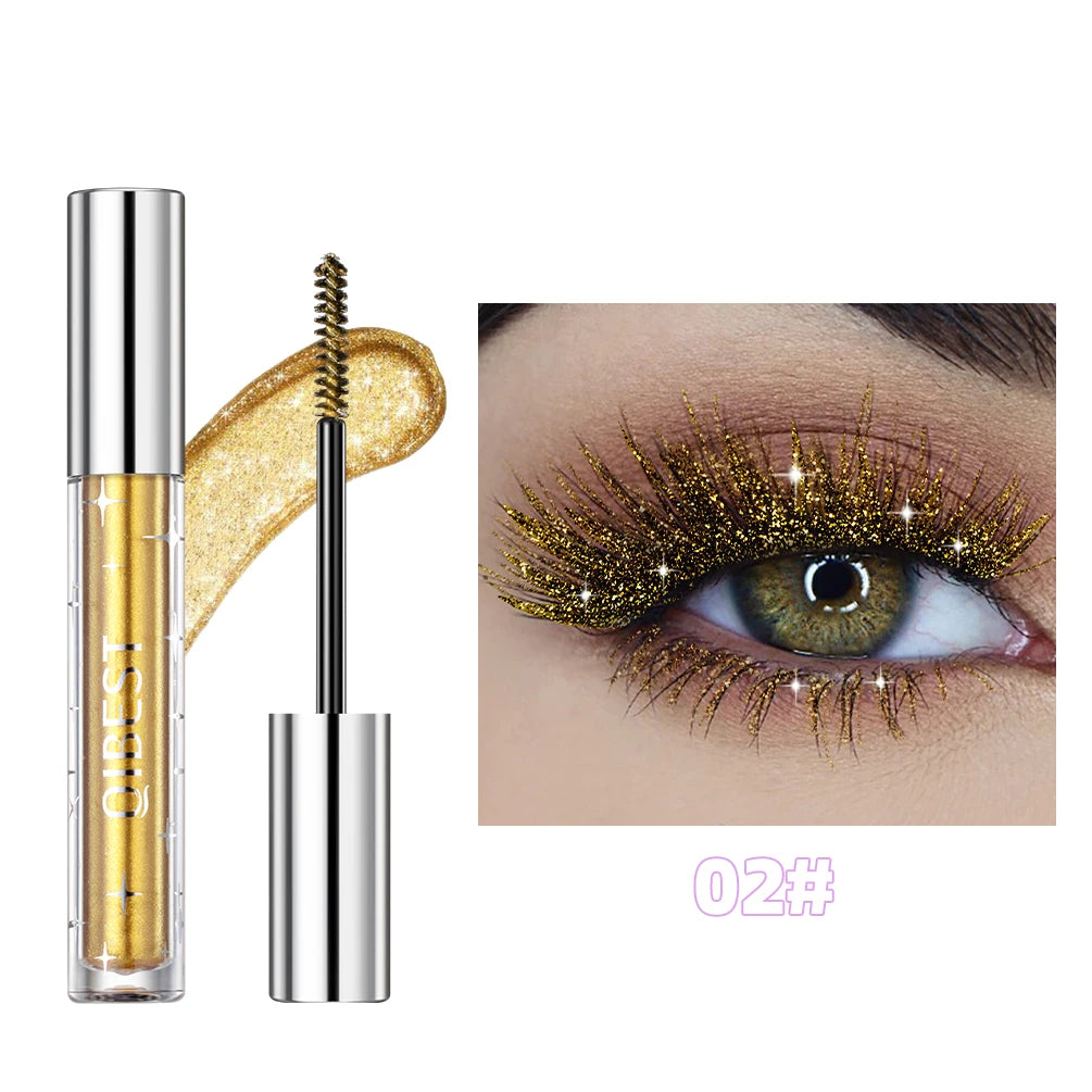 QiBest Glitter Mascara Silver Gold Purple – Waterproof 3 Colors