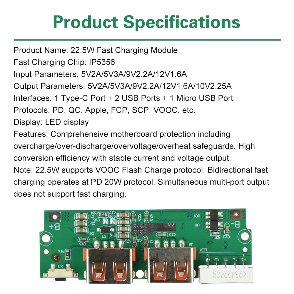 PD/QC/VOOC 2.5W Fast Charging Motherboard Power Bank DIY 3.7V Ternary Lithium Battery Motherboard Power Supply Circuit Board Oasis Select