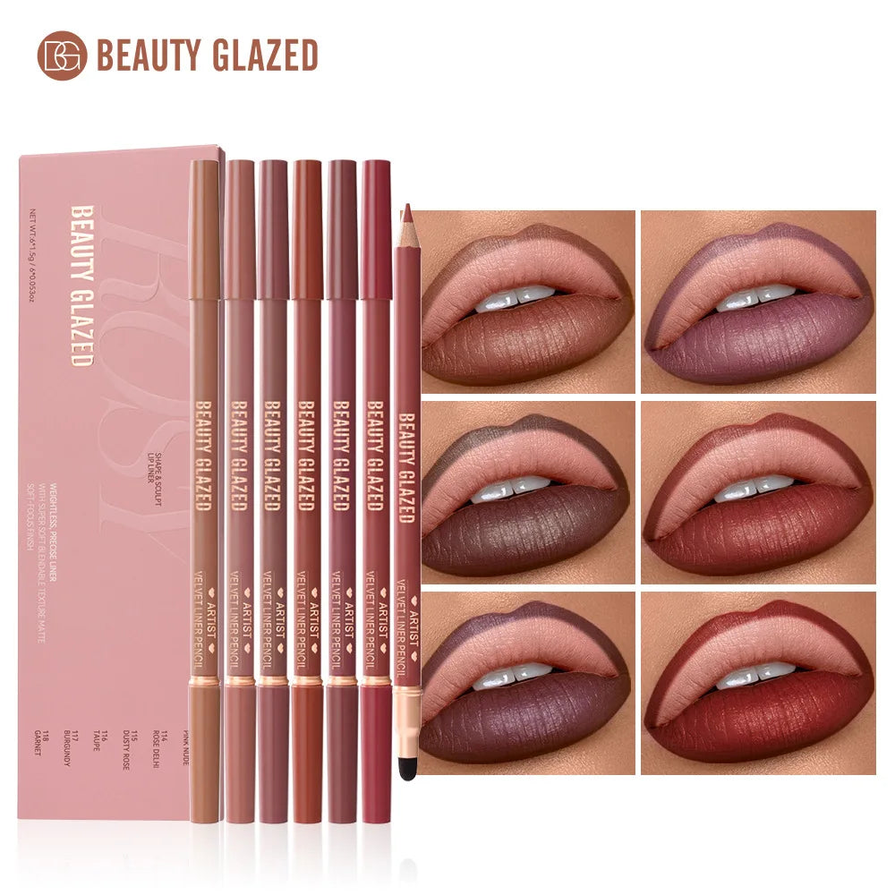 6-Piece Matte Dual-Ended Lip Liner Set – Long-Lasting, All Tones Lip Liner Set Oasis Select C